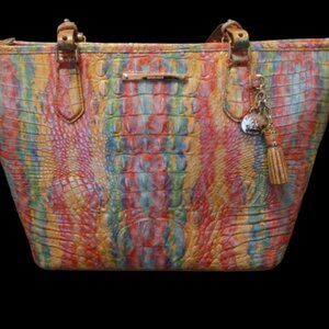 Brahmin Medium Asher Tote – Saltwater Taffy Melbourne Croc‑Embossed Leather NWT